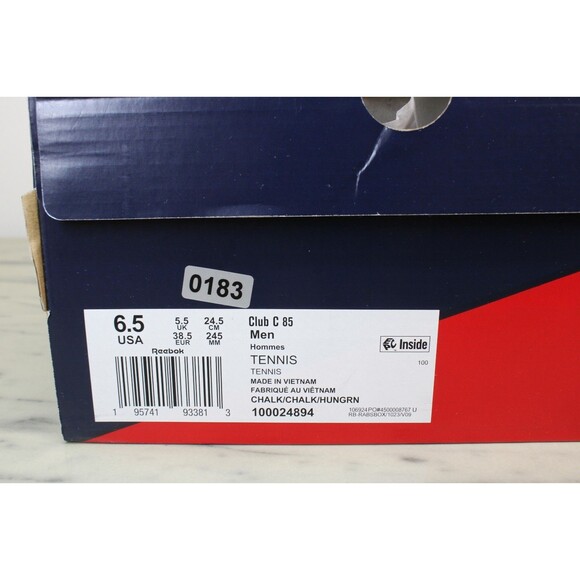 Reebok Club C 85 Men's Tennis Shoe - Chalk/Hunter Green (US 6.5) NEW IN BOX - Picture 10 of 10